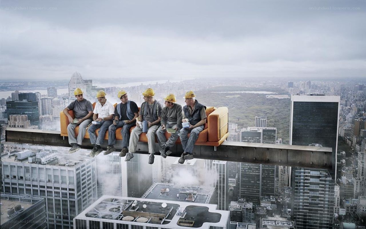 Construction workers on a skyscraper