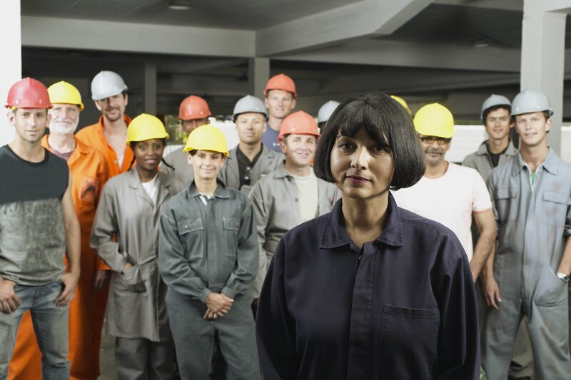 construction workers with female lead