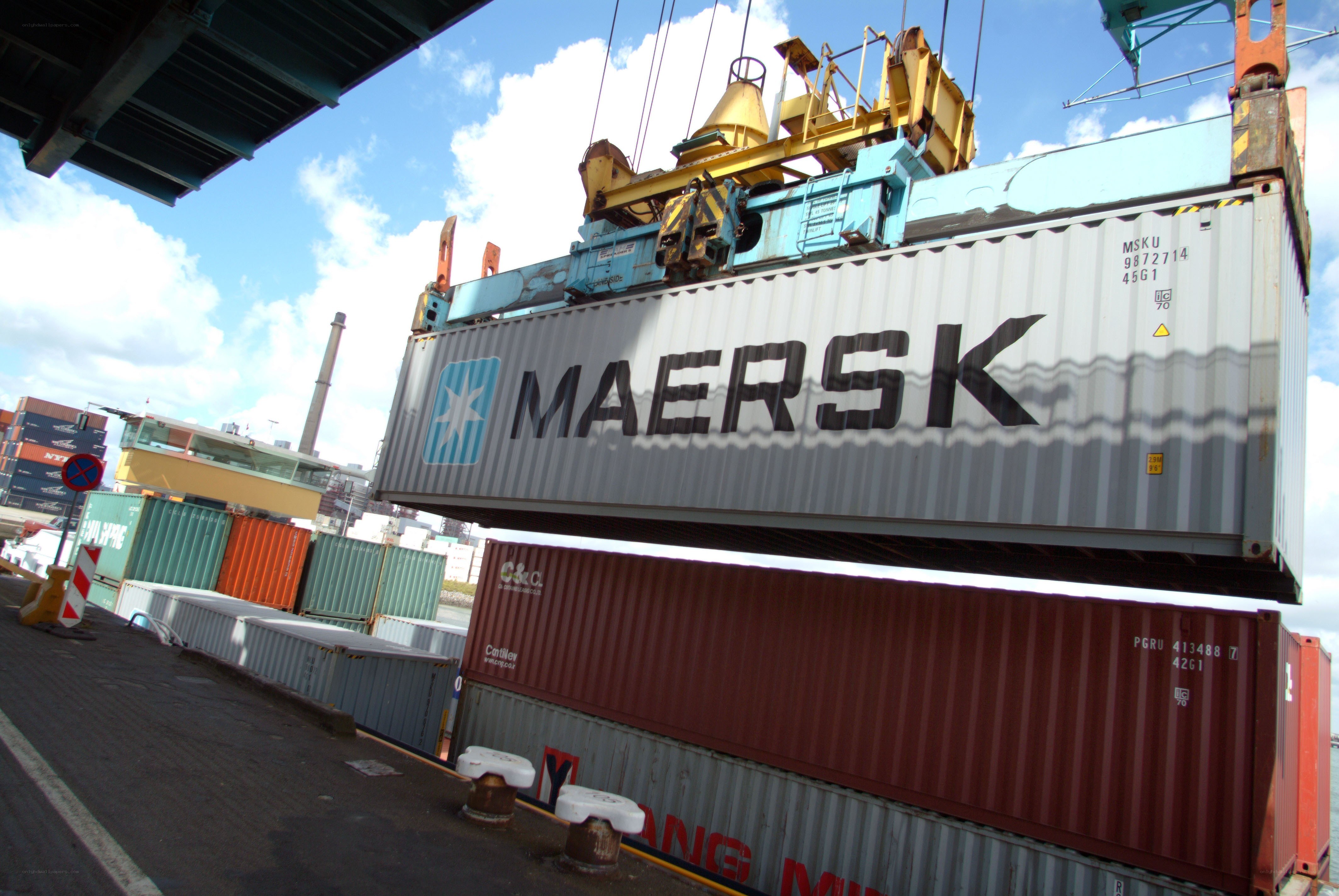 Container being lifted at port