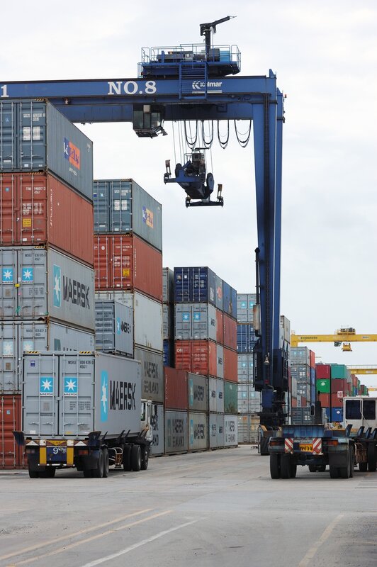 Container Crane at Port — Blue