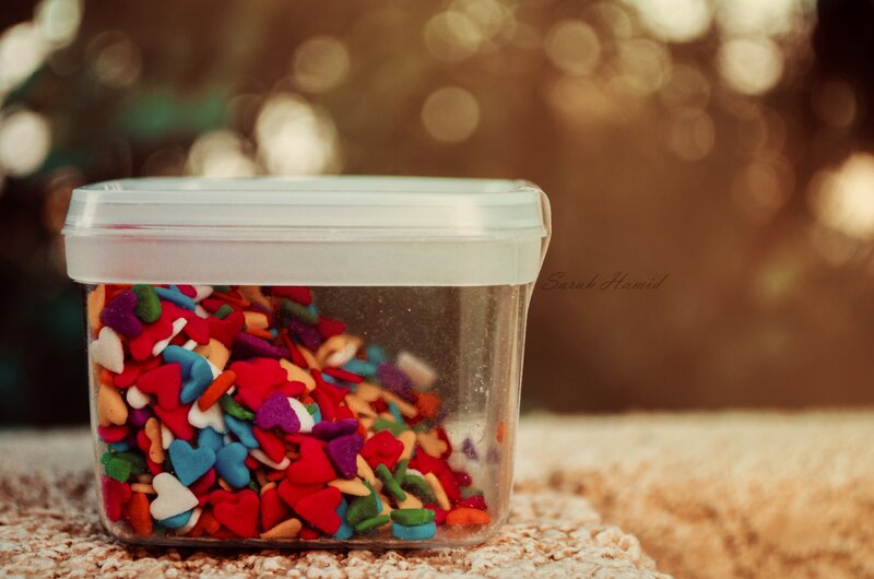 Container of Heart Sprinkles