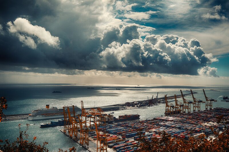 Container Port with Cruise Ship