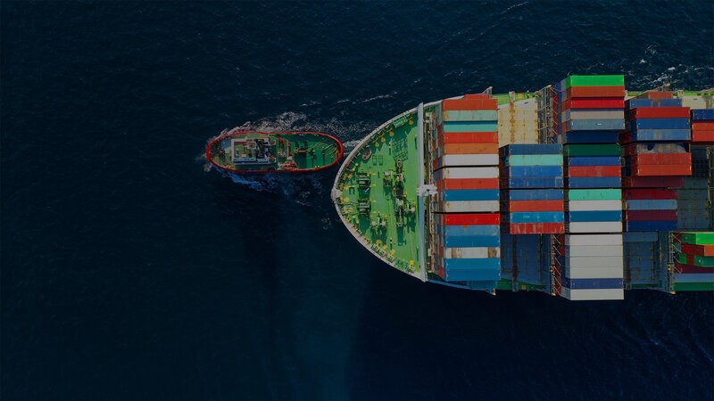 Container Ship and Tugboat