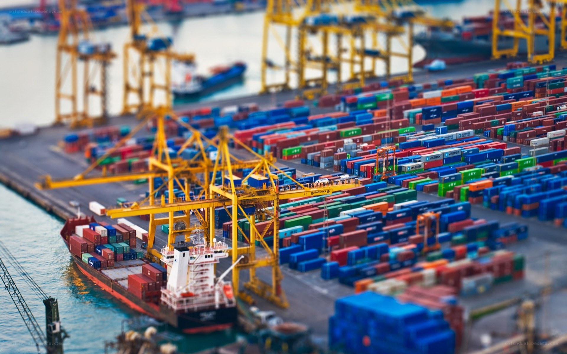 Container ship at port