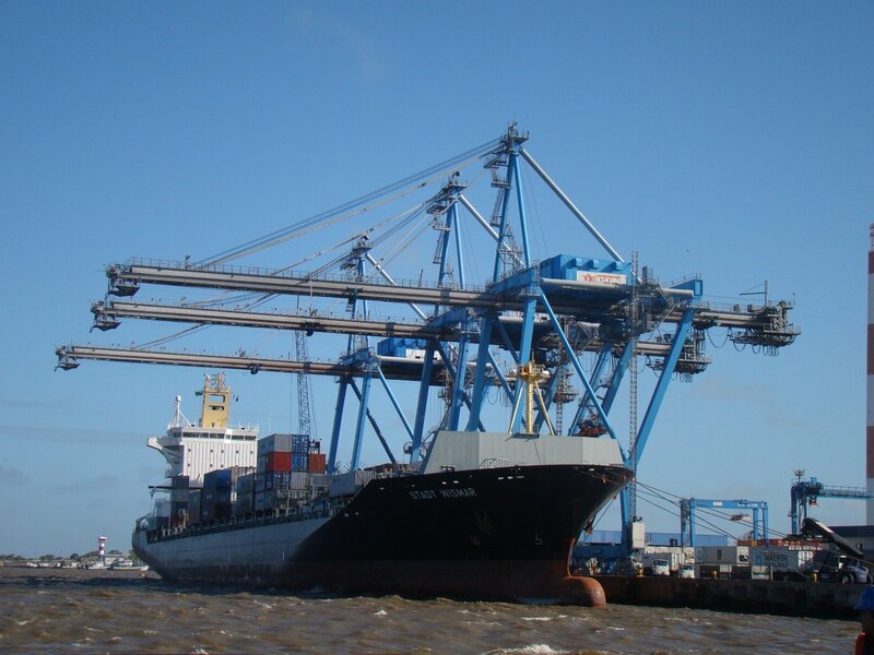 Container ship at port