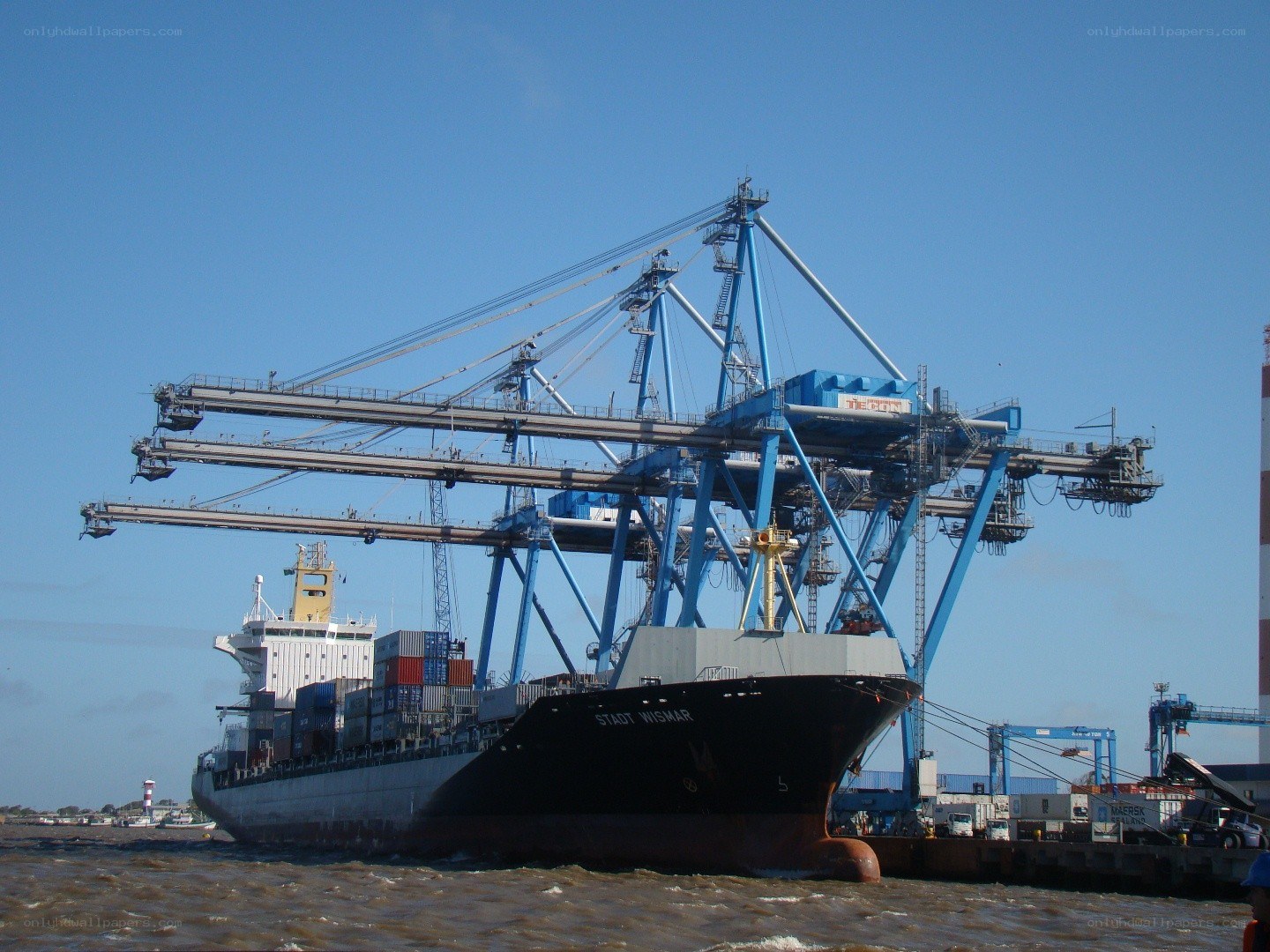 Container ship at port