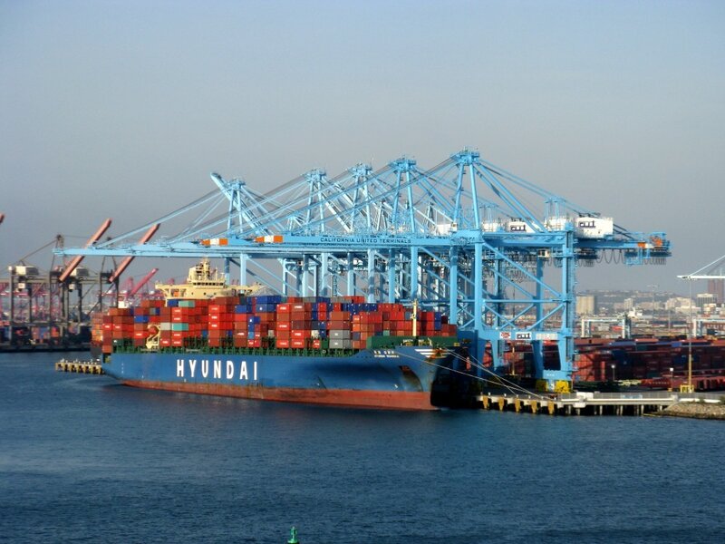 Container ship at port