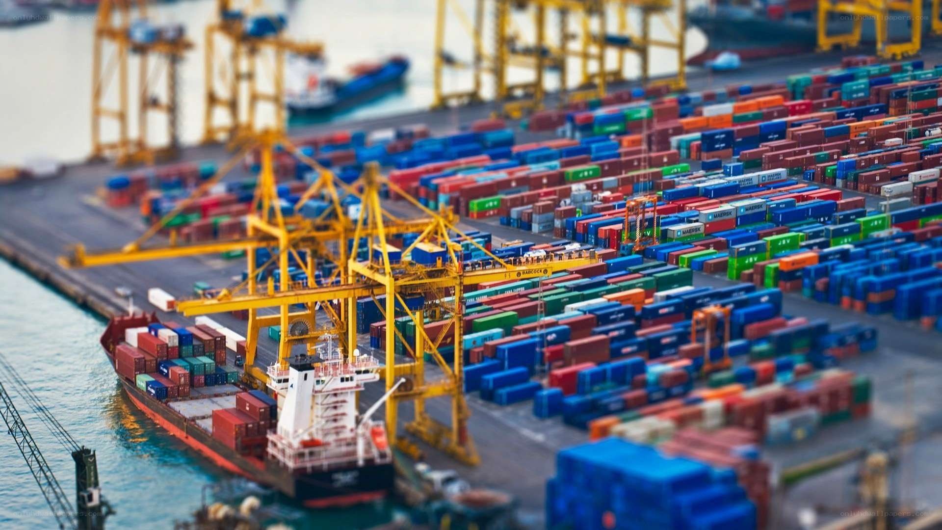 Container ship at port