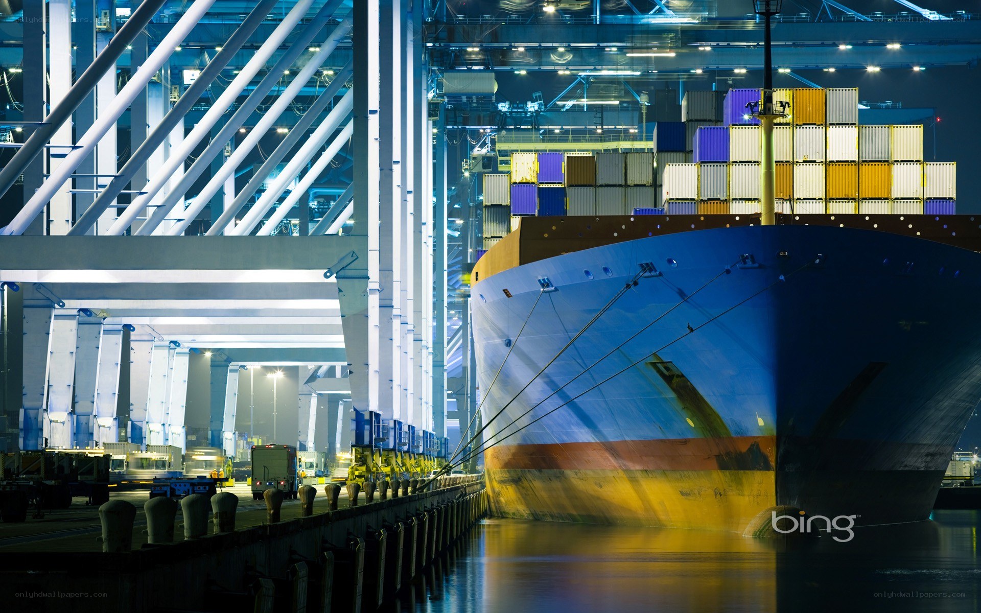 Container ship at port