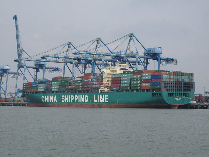 Container Ship at Port — Green