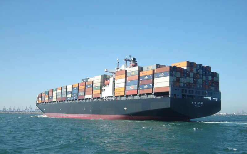 Container ship at sea