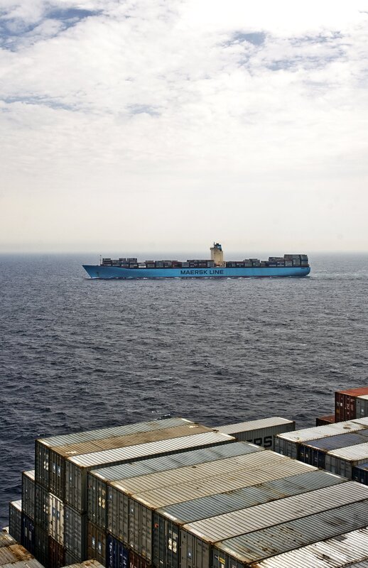 Container ship at sea