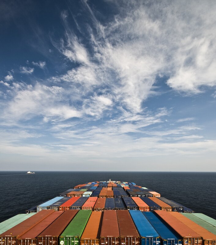 Container ship at sea