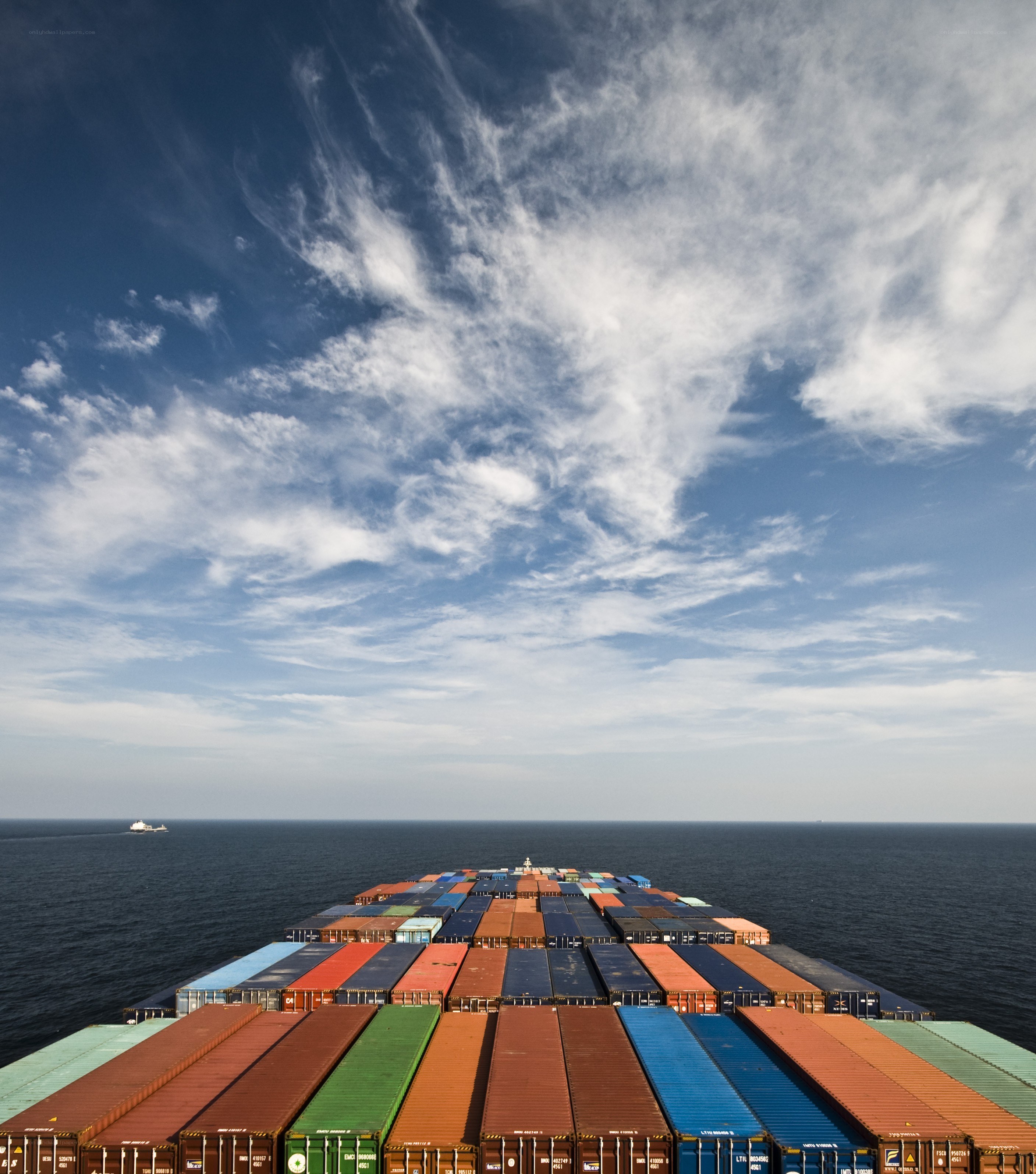 Container ship at sea