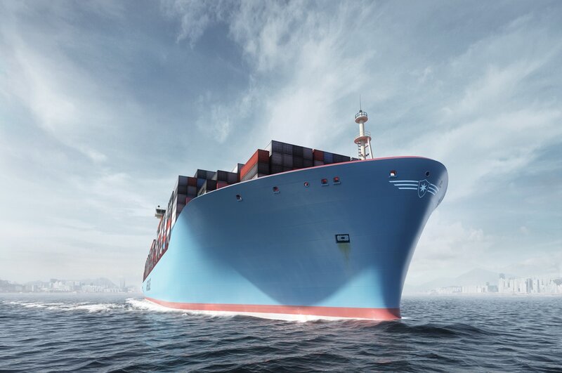 Container Ship at Sea — Blue, Calm, Afternoon, 3d Render