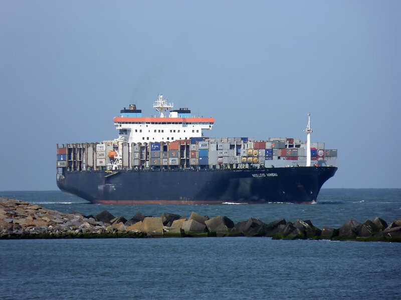 Container Ship at Sea — Blue, Calm, Afternoon