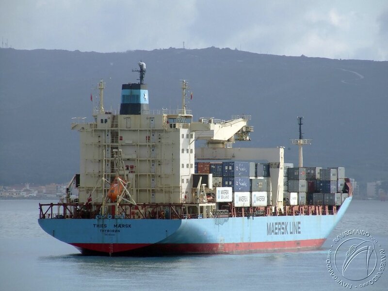 Container Ship at Sea — Blue, Calm