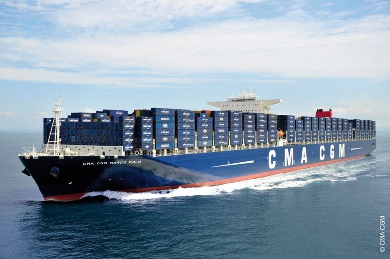 Container Ship at Sea — Blue, Serene, Afternoon, Photograph, Ocean
