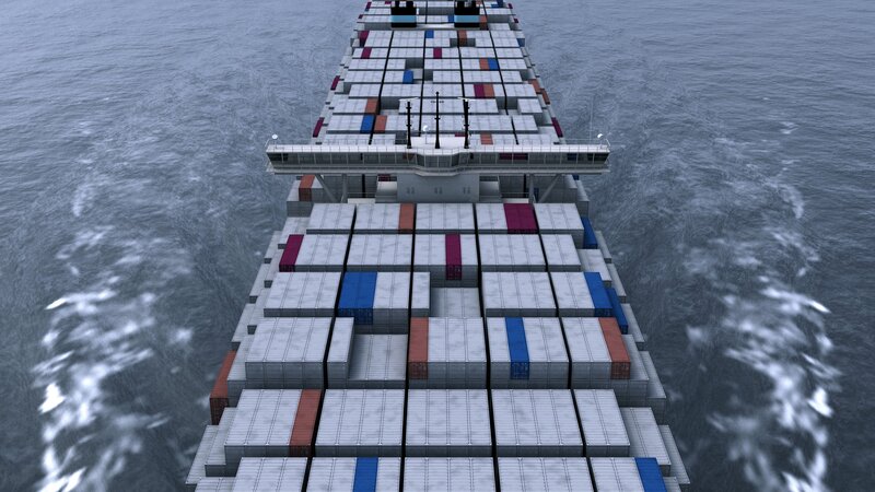 Container Ship at Sea — Gray