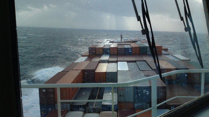 Container ship at sea