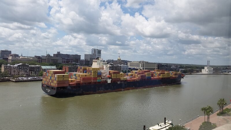 Container Ship in River