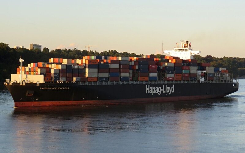 Container Ship on River