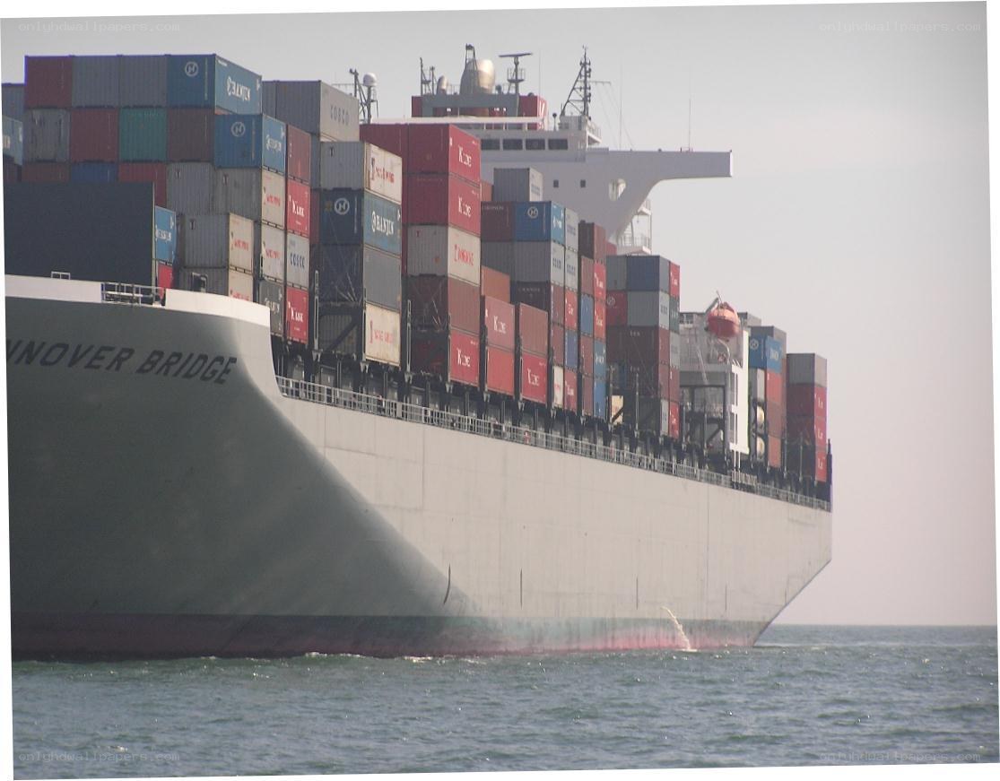 Container ship on the water