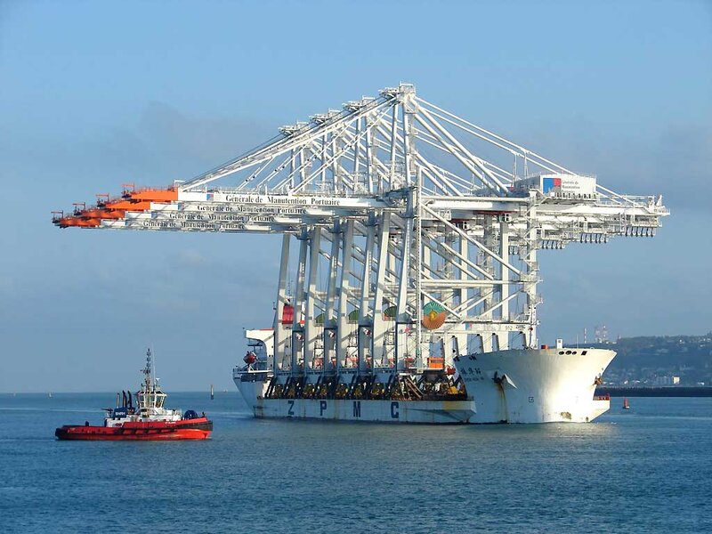 Container Ship with Crane