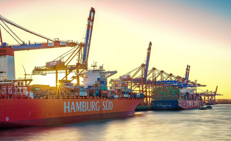 Container Ships at Port — Orange