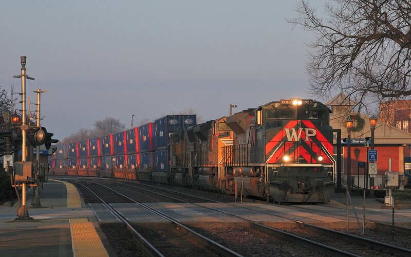 Container train at Elmhurst station
