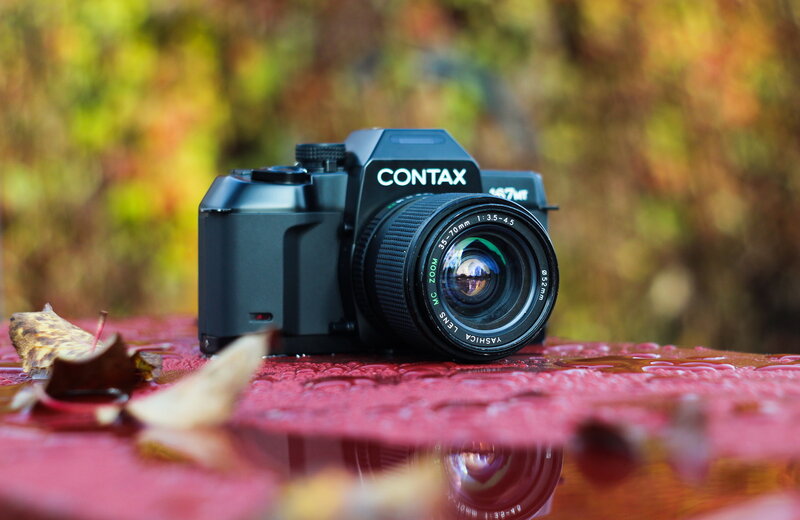 Contax camera on wet surface