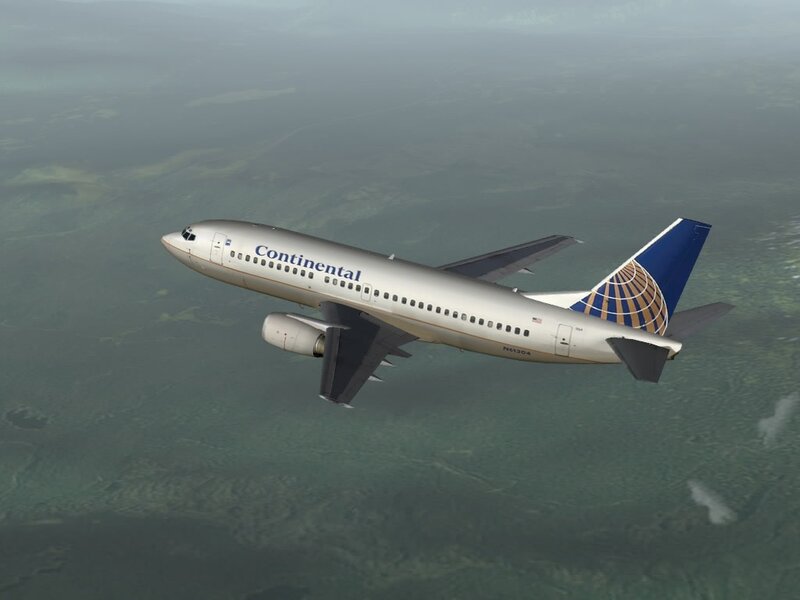 Continental Airlines airplane in flight