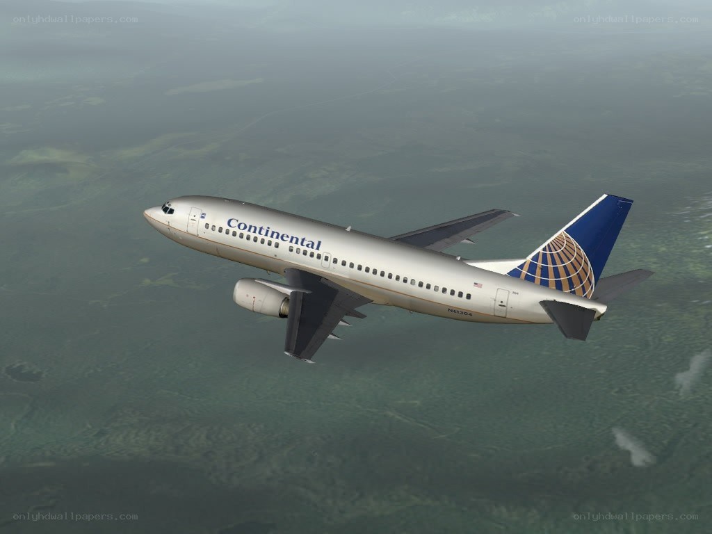 Continental Airlines airplane in flight