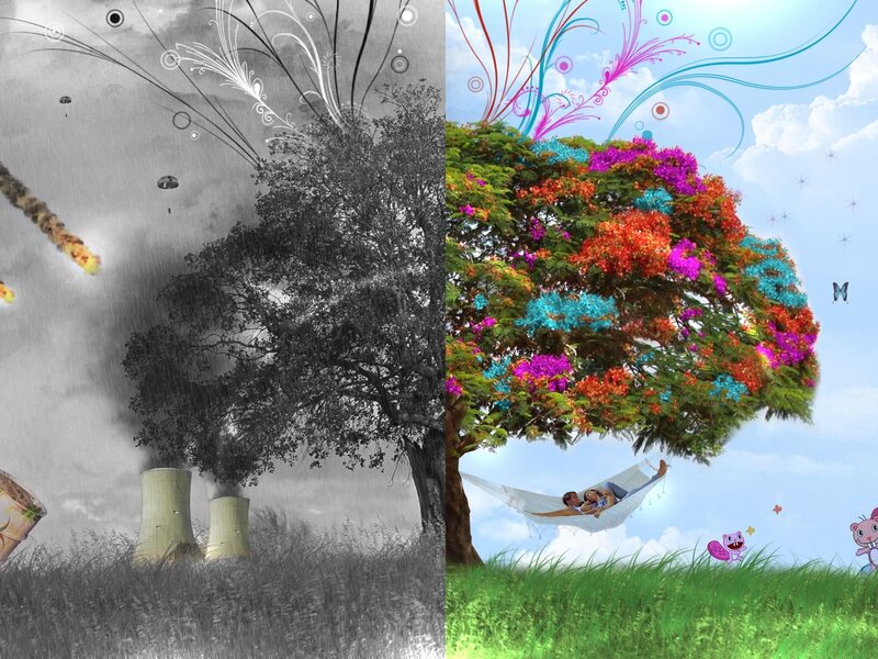Contrast of nature and pollution