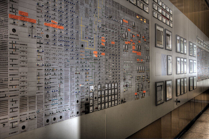 control panel in a nuclear facility