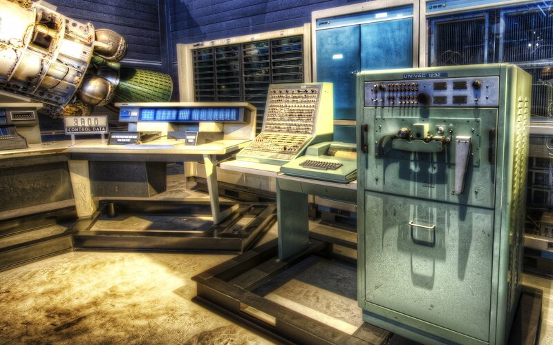 Control Room Console — Green, Dramatic