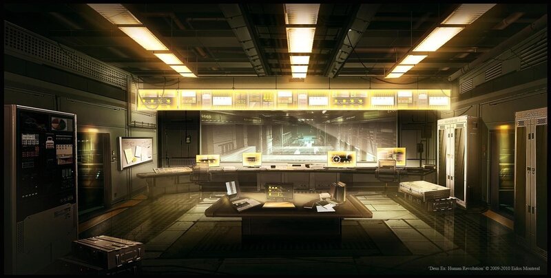 Control Room Interior — Yellow, Dramatic