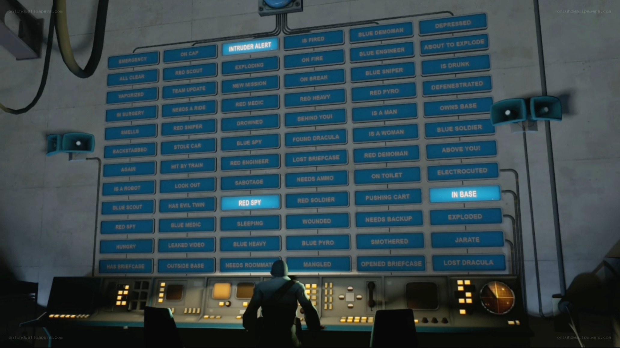 control room with alert board