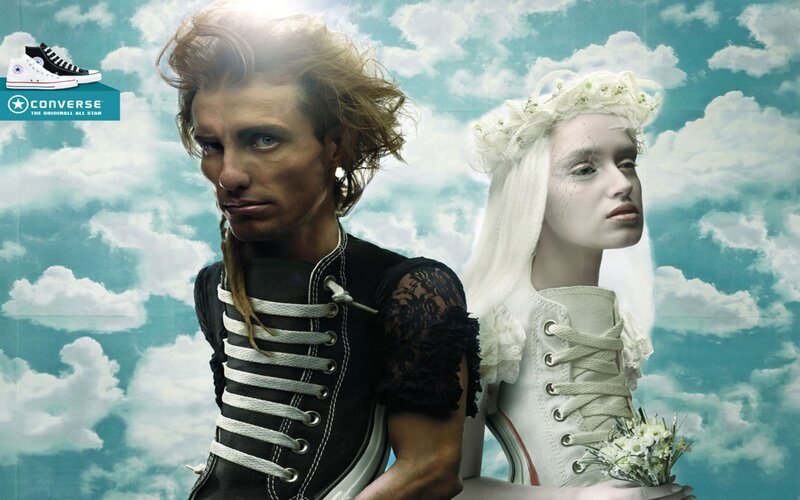Converse ad with surreal couple