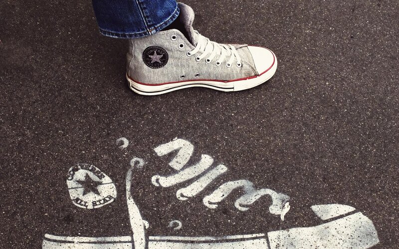 Converse shoe with chalk drawing