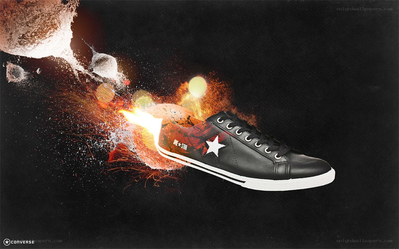 Converse sneaker with fiery explosion
