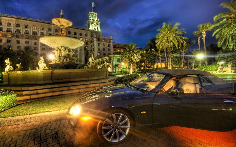 Convertible Car at Night — Blue