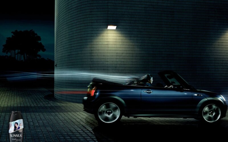 Convertible car at night