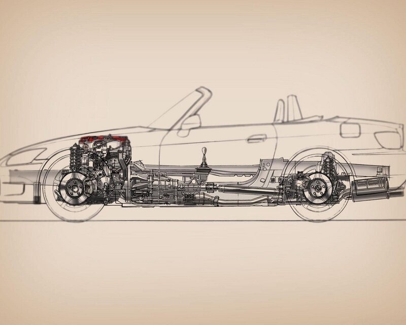 Convertible Car Chassis — Gray