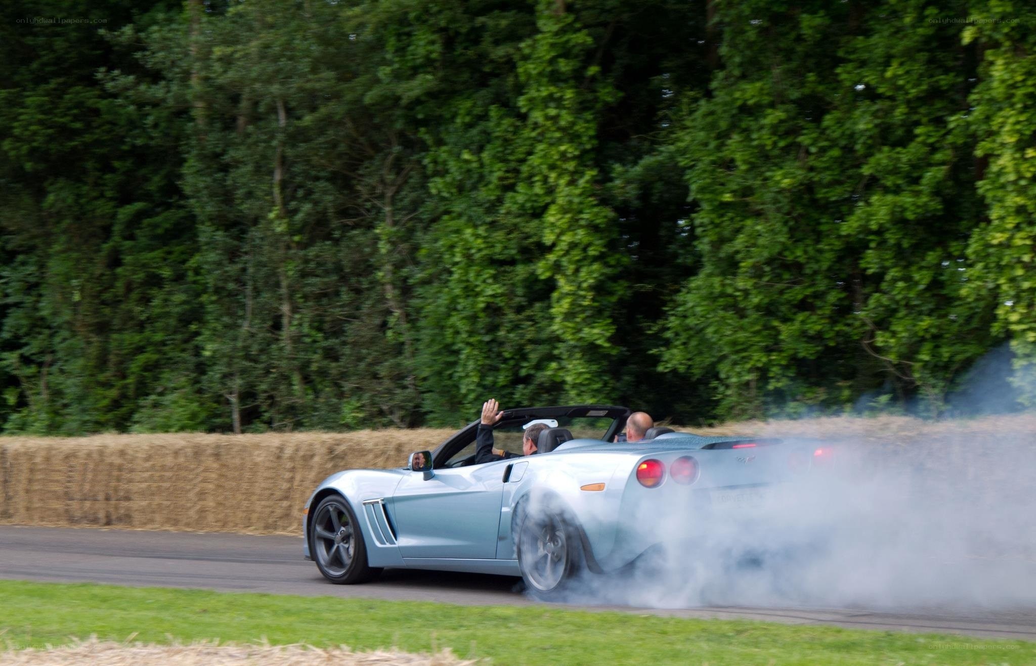 convertible car drifting on track