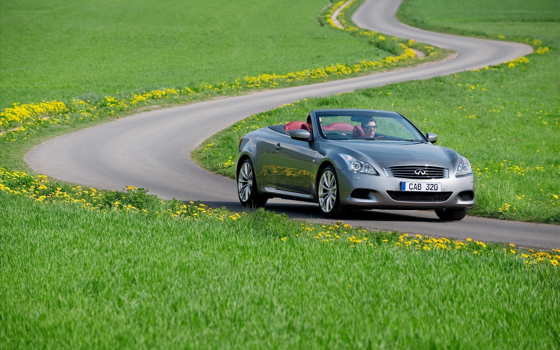 convertible car on country road