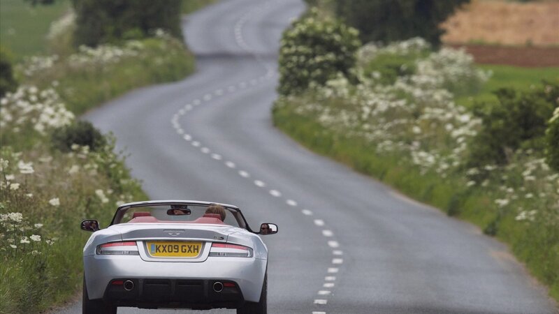 convertible car on country road