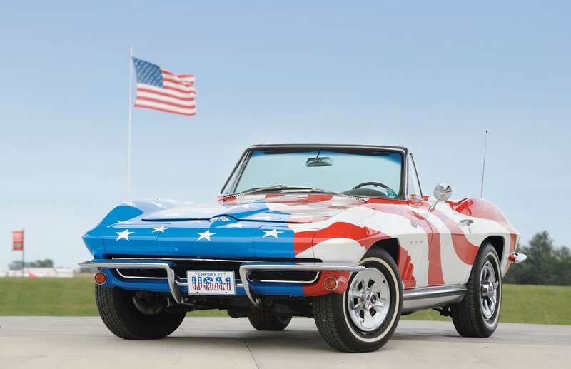Convertible Car with Flag Paint — Red, Patriotic