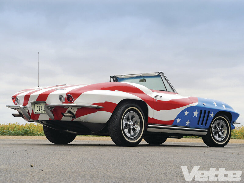 Convertible Car with Flag Paint — Red