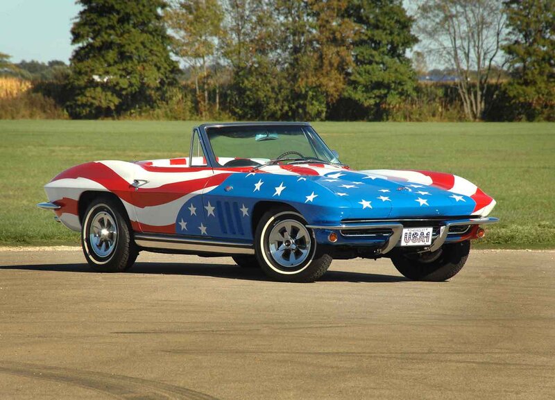 Convertible Car with Flag Paint